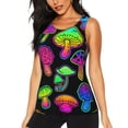 thumbnail image 1 of Balery Bright Mushrooms Camiseta sin mangas estampada ligera para mujer, tops de entrenamiento sin mangas, camisetas de yoga transpirables de secado rápido.-Small, 1 of 7