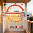 thumbnail image 2 of UMI Patio 1500W Wall-Mounted Electric Infrared Radiation Space Heater with Remote Control, 2 of 10