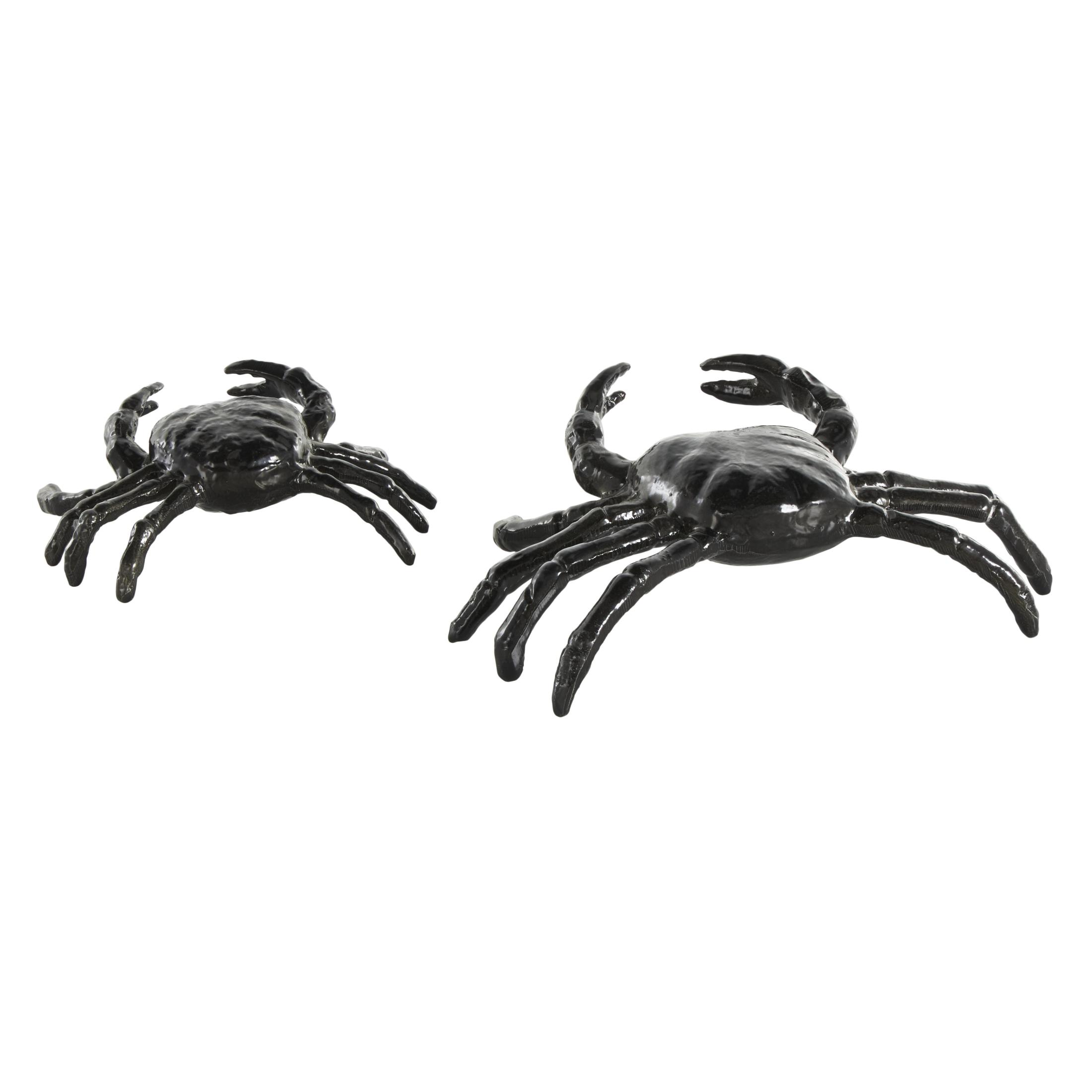13", 9"W Black Aluminum Metal Crab Sculpture, by DecMode (2 Count)