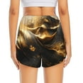 thumbnail image 3 of Picia Luxurious Gold Flow Pattern Women's 2 in 1 Athletic Running Shorts High Waisted Workout Casual Gym Sweat Shorts with Comfy Liner Zipper Pockets-XX-Large, 3 of 9