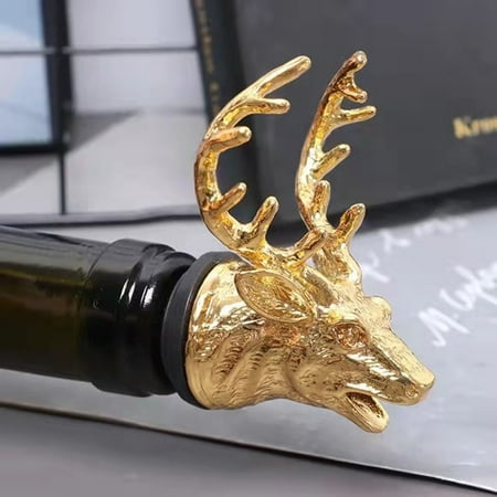

Yesbay Wine Pourer Retro Deer Shape Zinc Alloy Wine Decanter Pour Spout Supplies for Home Black