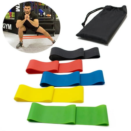 RUNACC 5 Leves Latex Resistance Bands Durable Workout Loops Portable Training Stretch Bands with Storage Bag, Different Thickness and Resistance Levels for Dance, Yoga and Pilates