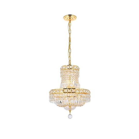 2528 Tranquil Collection Pendant D:14in H:19in Lt:6 Gold Finish (Royal Cut Crystals)