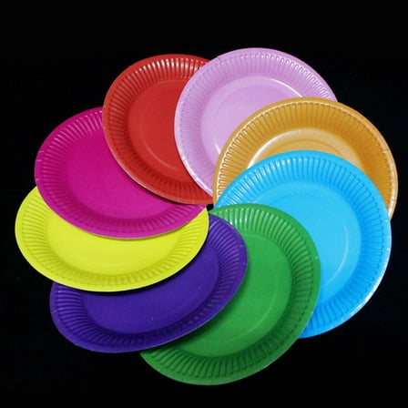 GARVALON 50Pcs Solid Color Paper Plates Round For Catering And Family Gathering 11.8In