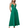 thumbnail image 2 of Wedding Guest Dresses for Women,Clearance Women's Fashionable Solid Color Suspender V-neck Bra Suspender Slit Dress, 2 of 5