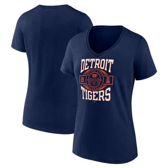 Women's Navy Detroit Tigers Motor City Baseball V-Neck T-Shirt