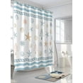 thumbnail image 5 of Coastal Christmas Waterproof Fabric Shower Curtain, Xmas Tree Starfish Beach Blue Striped Shower Curtain for Bathroom Curtains Bathtubs Hotel Washable Shower Curtains with 12 Hooks Long 72x78in, 5 of 6