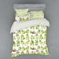 thumbnail image 2 of Nursery Duvet Cover Set, Frogs in Different Positions Funny Happy Expressions Faces Toads Cartoon, Bedding Set with Shams and Fitted Sheet, 3 Sizes, by Ambesonne, 2 of 3