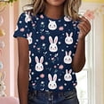 thumbnail image 2 of Levmjia Womens T Shirts Easter Printed Short Sleeve Casual Tops Summer Graphic Tee Round Neck Pullover Soft Comfortable Stretch Fit Daily Wear, 2 of 5