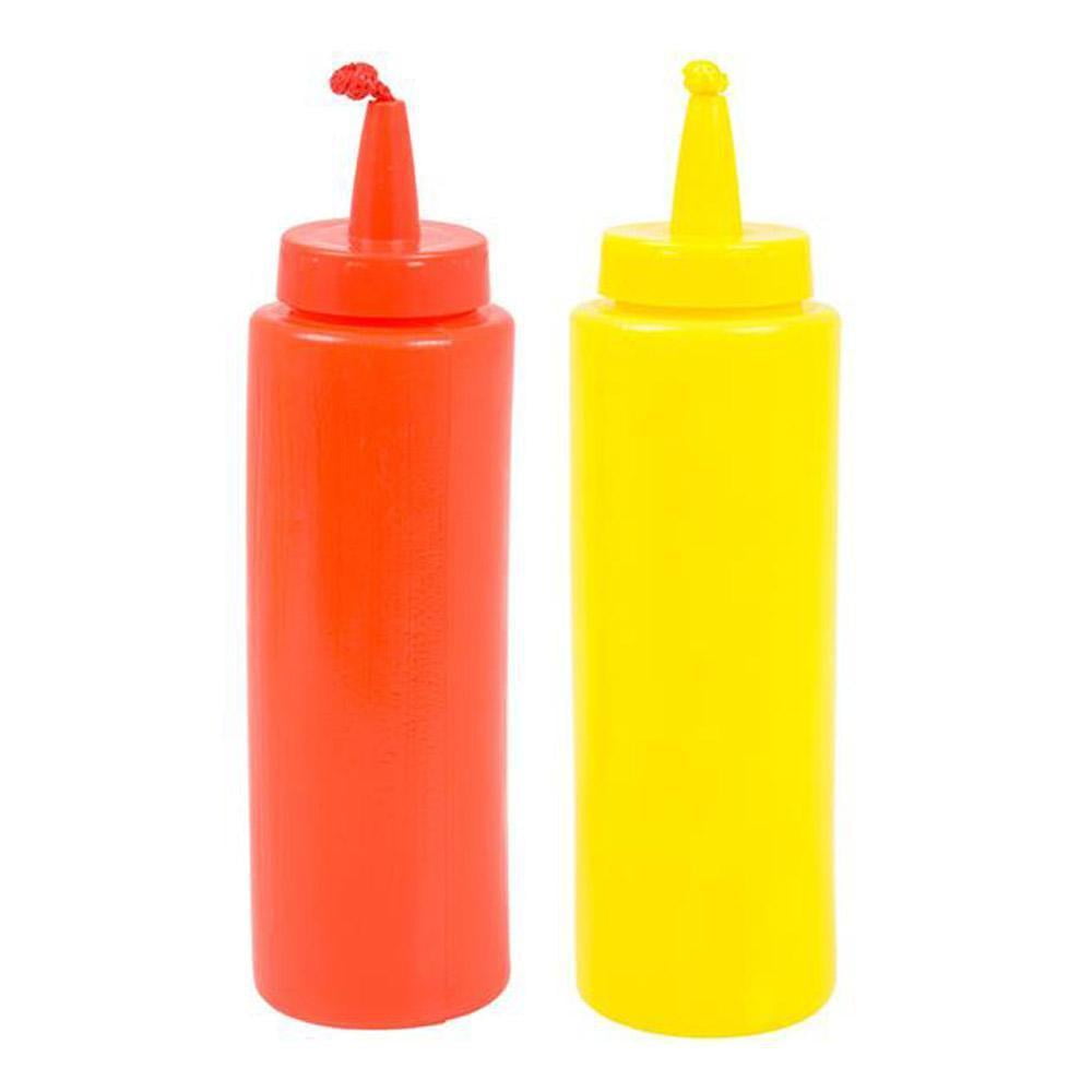 JJPRIME 6pcs 24oz Plastic Squeeze Sauce Ketchup Mustard Bottle Dressing Barbecue 