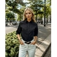 thumbnail image 3 of Zeagoo Womens 3/4 Sleeve Collared Button Down Shirt Summer Cotton Slim Fit Work Dress Shirts Office Formal Blouse, 3 of 6
