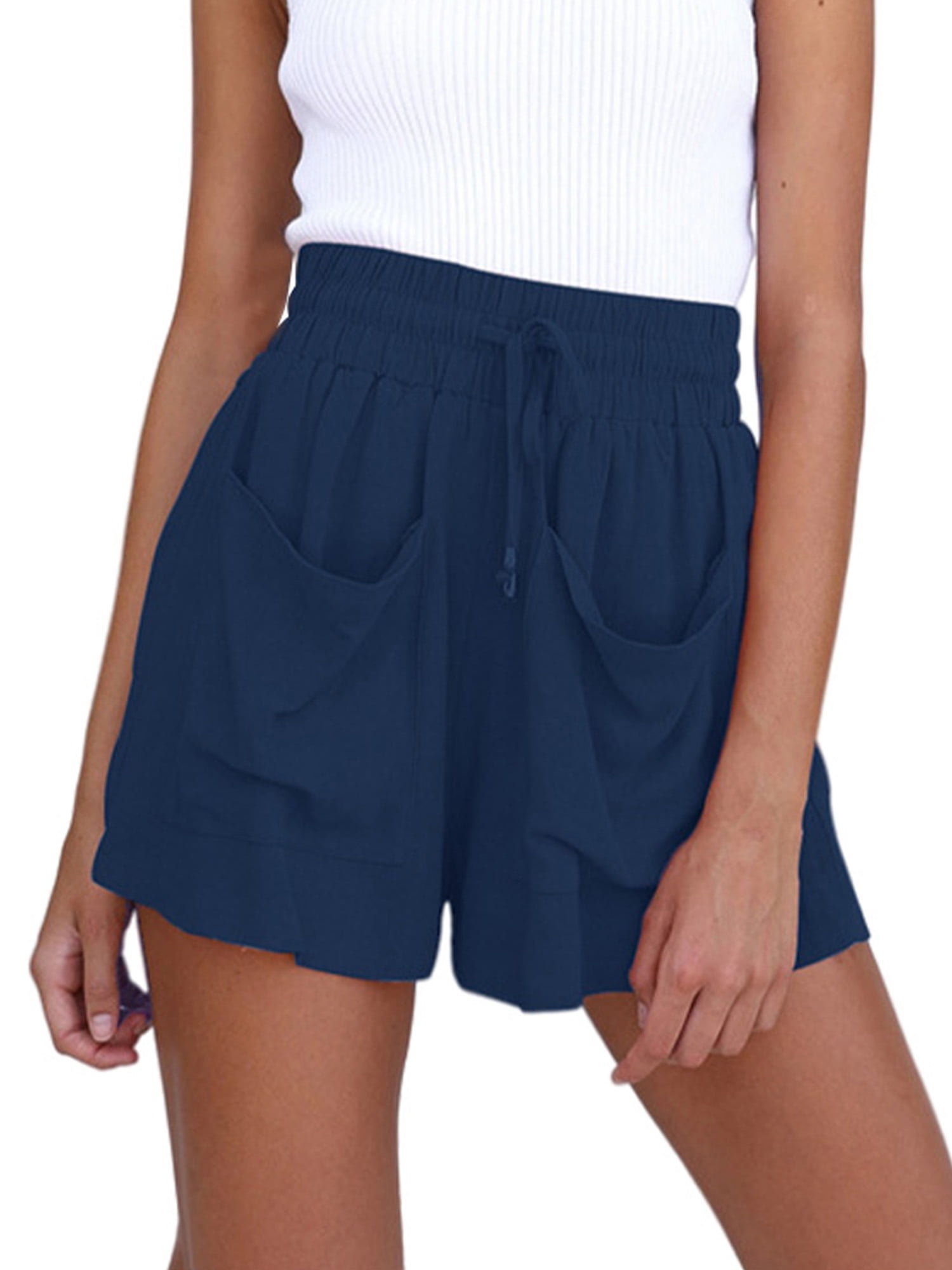 Women's Casual Summer Comfy Shorts With Elastic Waist Band Short pants S-3XL 