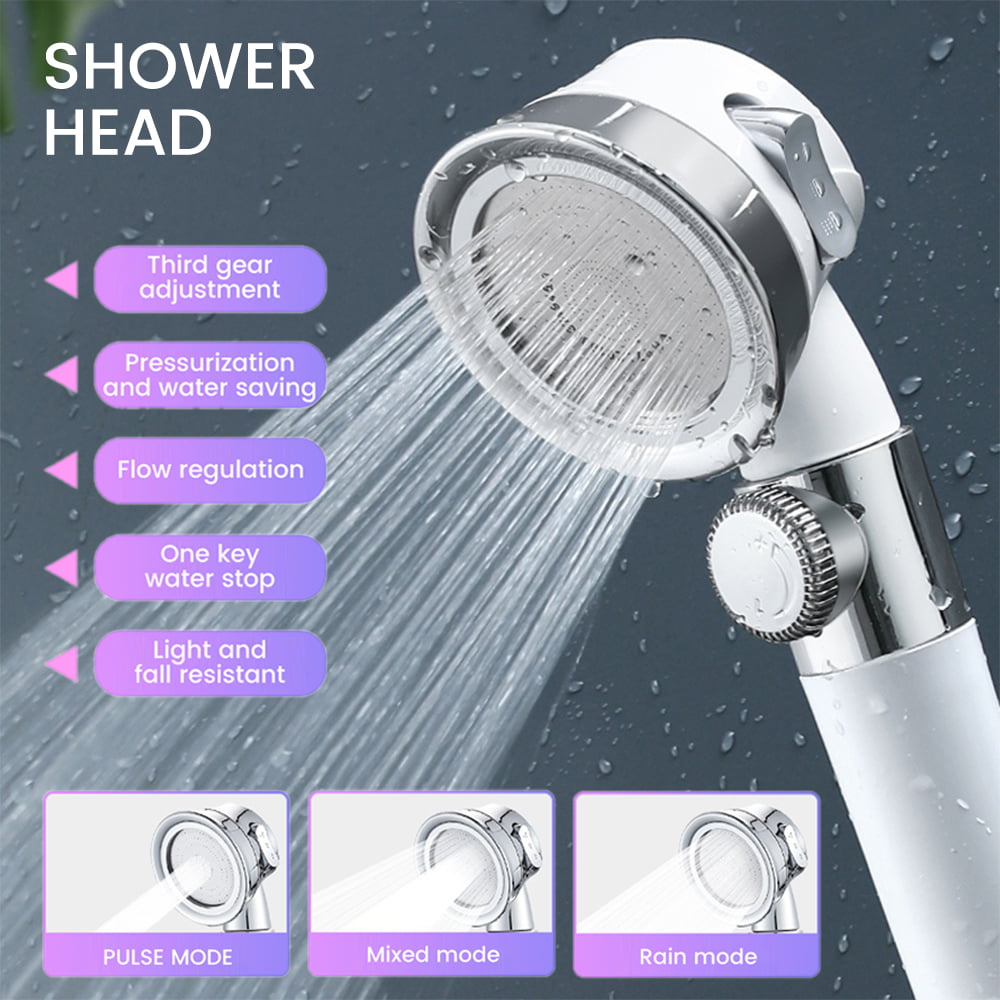 Universal Electroplating Shower Head Handheld 5-mode Functional Bath Showerhead 