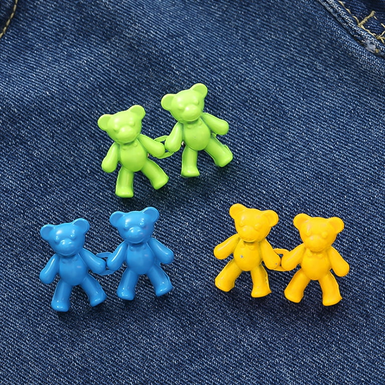 8 Pairs Bear Jeans Button Pins, Adjustable Jean Button Pin, No Sew