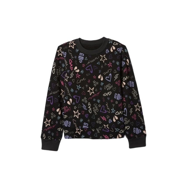 Sudadera GAP para Niñas con Logo, Cuello Redondo, Manga Corta, Negro, Talla M