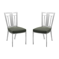 ARMEN LIVING Cleo Contemporary Dining Chair, Grey and Stainless Steel, Set of 2