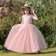 thumbnail image 3 of Lindo vestido de niña de gasa esponjosa rosa sin mangas vestido de noche sin espalda vestido largo de encaje vestido de fiesta de actuación, 3 of 6