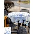 thumbnail image 5 of Outdoor Tablecloth with Umbrella Hole for Patio/Picnic/Party/Camping, Purple Coastal Waterproof Table Cloth Square Cover Washable, Summer Ocean Coral Jellyfish Seahorse Starfish (60"x 60"), 5 of 8