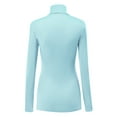 thumbnail image 2 of Made by Johnny Women's Long Sleeve Rib Turtleneck Top Pullover Sweater M AQUA, 2 of 6