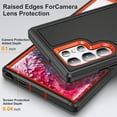 thumbnail image 6 of Tarise Stand Case for Samsung Galaxy S22 Ultra 6.8 Inch (2022),with Metal Kickstand Hard PC & TPU Back Shockproof [Military Grade Protection] Heavy Duty Rugged Hybird Protective Cover, Black & Orange, 6 of 10