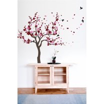 Japanese Cherry Blossom Tree and Birds Wall Decal Sticker for Flower Baby Nursery Room Decor Art