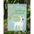 thumbnail image 3 of Carolines Treasures BB7607GF Welcome Friends White Patched Bull Terrier Flag Garden Size  Small multicolor, 3 of 3