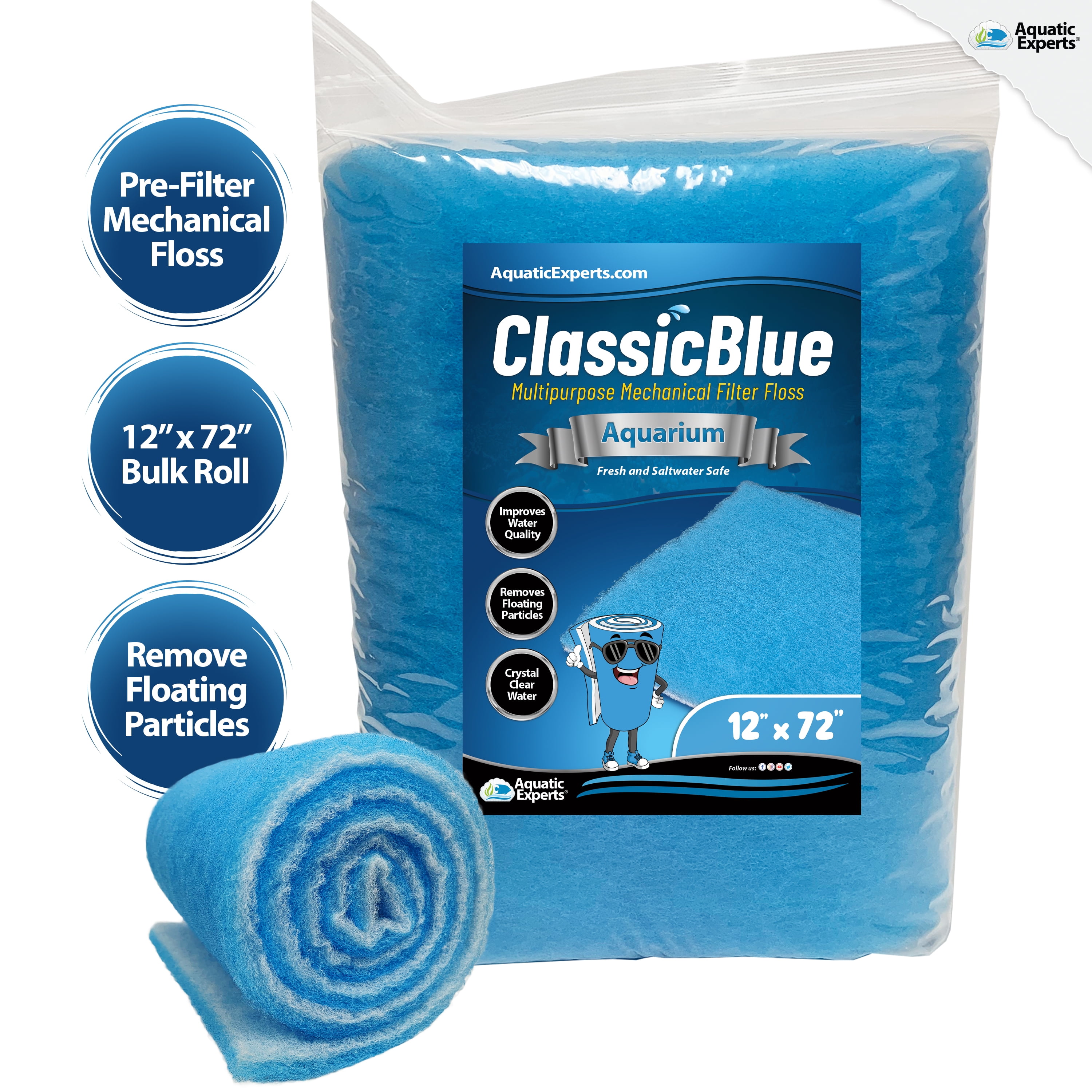 Aquatic Experts ClassicBlue Aquarium Filter Media Roll, Freshwater