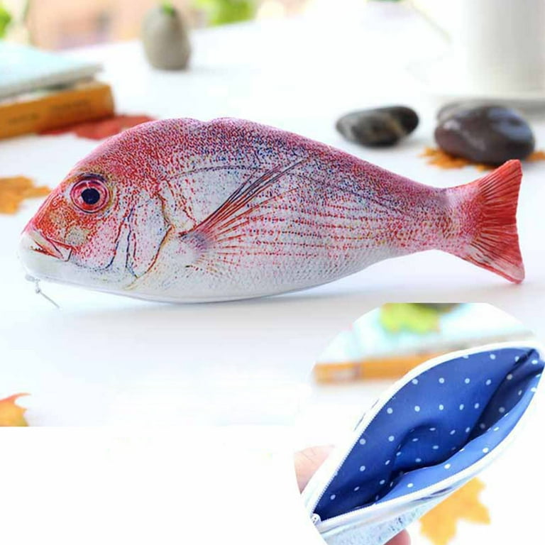 Creative Fish Shape Pencil Case Realistic Fish Pen Bags With Zipper Makeup  Pouch Gift Pen Box Stationery School Office Supplies