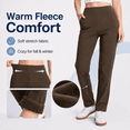 thumbnail image 4 of MASKERT Women’s Fleece Pants, High Waisted Casual Straight Leg Pants with Stretch, Warm Fleece Lined Slim Fit Pants with Zipper Pockets for Work Golf Hiking Daily Wear, 4 of 10