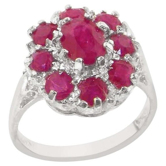 LBG 925 Sterling Silver Real Genuine Ruby Womens Band Ring - Size 10