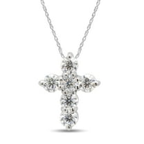 SAVEARTH DIAMONDS 1/2 Carat Round Cut Lab Created Moissanite Diamond Cross Pendant Necklace In 14K Solid White Gold Jewelry For Women With 18" Chain (G-H Color, VVS1 Clarity, 0.50 Cttw)