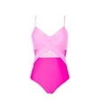 thumbnail image 4 of OSFVNOXV Bathing Suit for Women One Piece High Waisted Cut Out Swimsuit Cross Ruched Sleeveless Color Blocked Bodysuit ,Hot Pink, 4 of 5