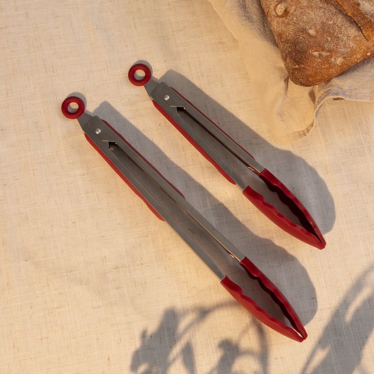 Elements By Thyme & Table Red Silicone Locking Tongs Set of 2 photo 3
