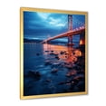 thumbnail image 2 of Designart "Sunrise View of Panoramic Bridge II" Architecture Framed Wall Art - Traditional Red Bridges Entryway Framed Wall Art, 2 of 6