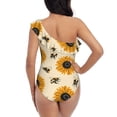 thumbnail image 6 of Yiaed Sunflowers And Bee Print Women One Piece Swimsuits Tummy Control One Shoulder Bathing Suits Pattern Ruffle Swimwear-Large, 6 of 8