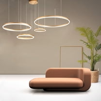 Gold LED Pendant Light Modern Chandelier Acrylic Ring Lighting Fixture Hanging Lamp for Living Rooms, Bedrooms, Restaurants, Hallways