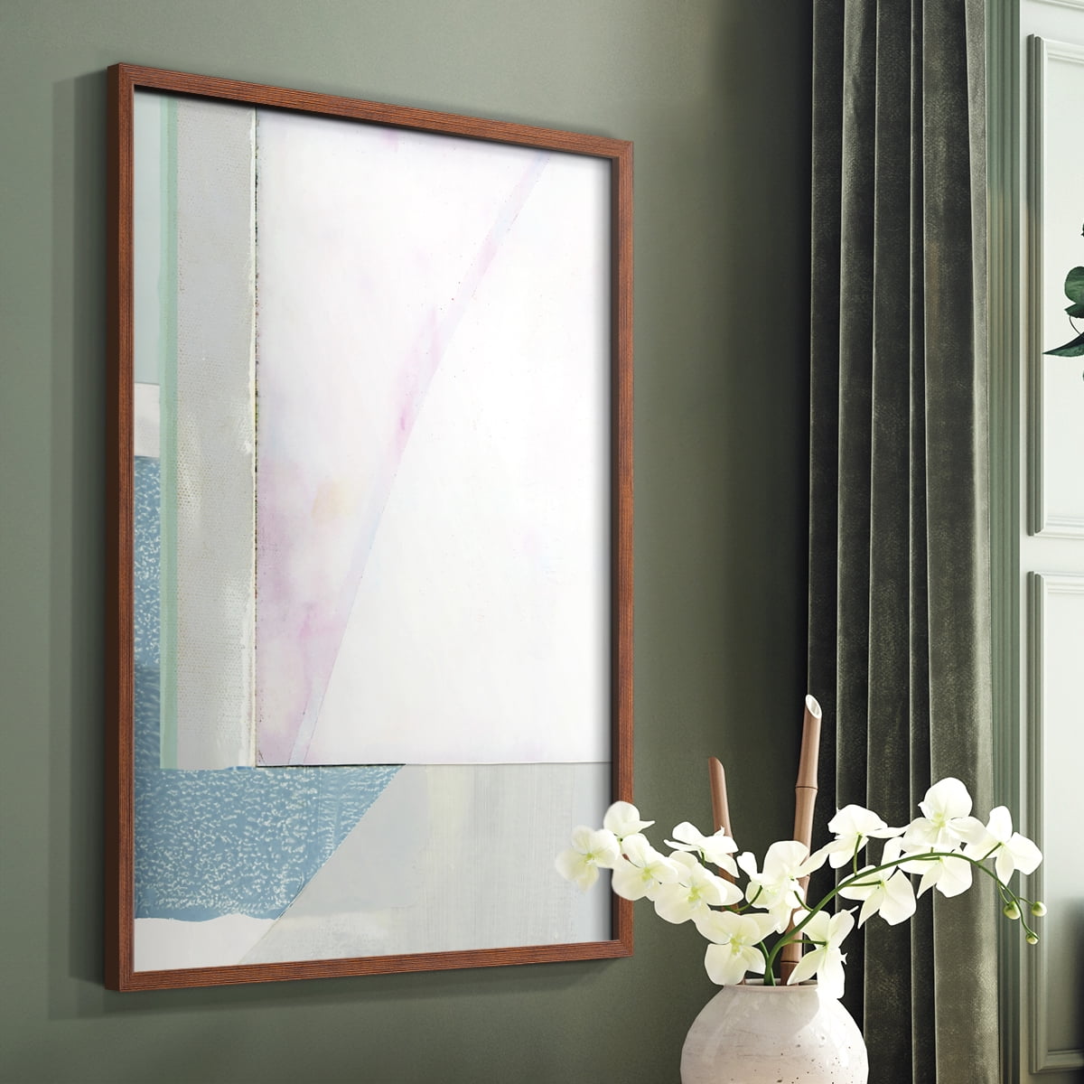Couturier III Framed Print in Brown Solid Wood Framed Print No Nail Hanging