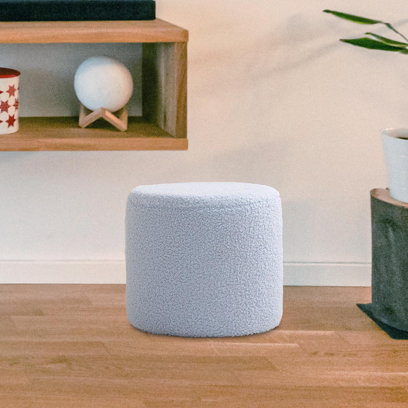 Round Ottoman Foot Rest Stool Footstool Bench Seat Chair Small Cylinder Stool Sofa Tea Stool for Office, Bedroom, Nursery, Apartment blue