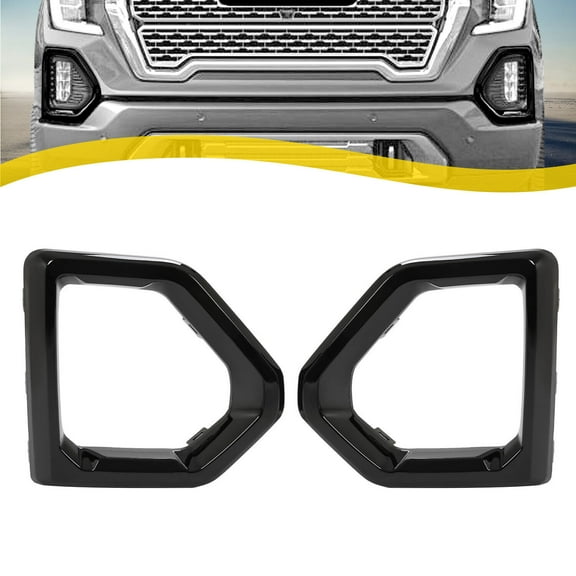 Kojem Pair Fog Light Bezel Cover for 2019-2023 GMC Sierra 1500 Denali Fog Lamp Cover Trim Painted Black