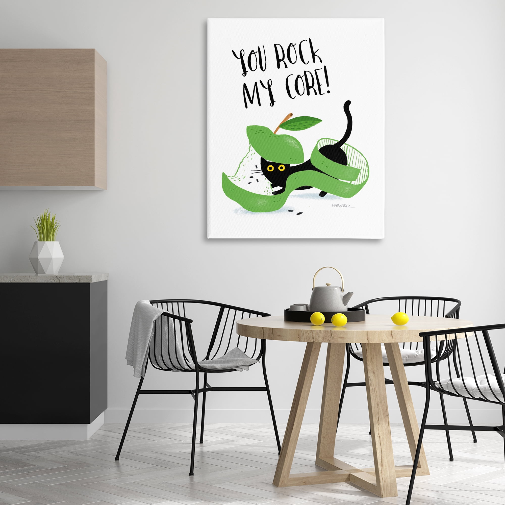 Stupell Industries Rock My Core Cat Animals Painting Wrapped Canvas Art Print Wall Art, 36 x 48