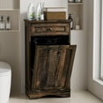 thumbnail image 6 of Tilt Out Trash Cabinet 13 Gallon Wooden FreeStanding Waste Bins with Hideaway Drawer,Kitchen Island with Trash Can Storage(Rustic Black), 6 of 6