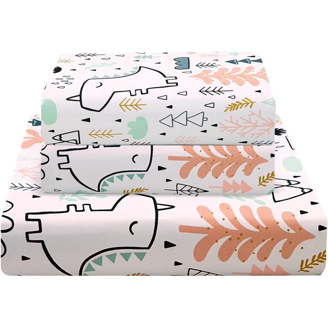 Pink Moon Unicorn Kids Sheet Set Full Piece Cute Printed Microfiber Bed Sheets for Girls Deep Pocket