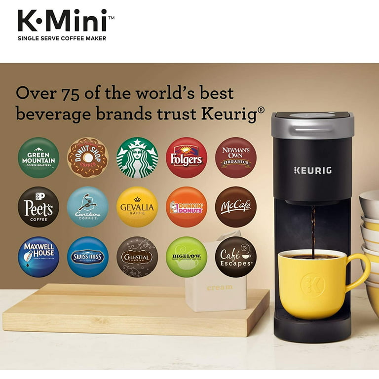 KitchenBro single serve coffee maker k cup with reservoir, small pods  coffee maker 6-14 oz brew size, mini single cup coffee maker fits