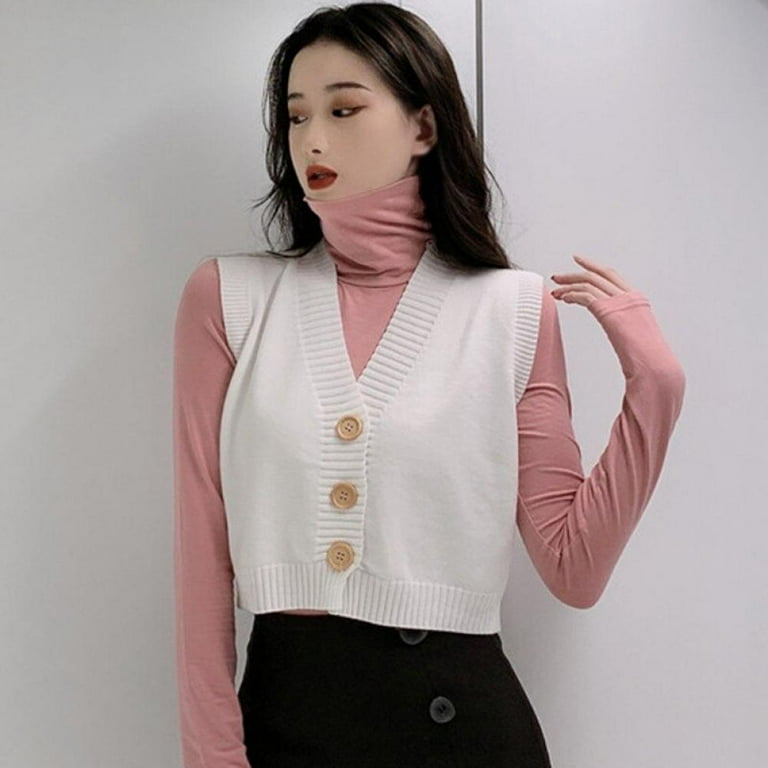 Fashion Solid V-Neck Stitching Bandage Single-breasted Sweater Fashion Solid V-Neck Stitching Bandage Single-breasted Sweater
