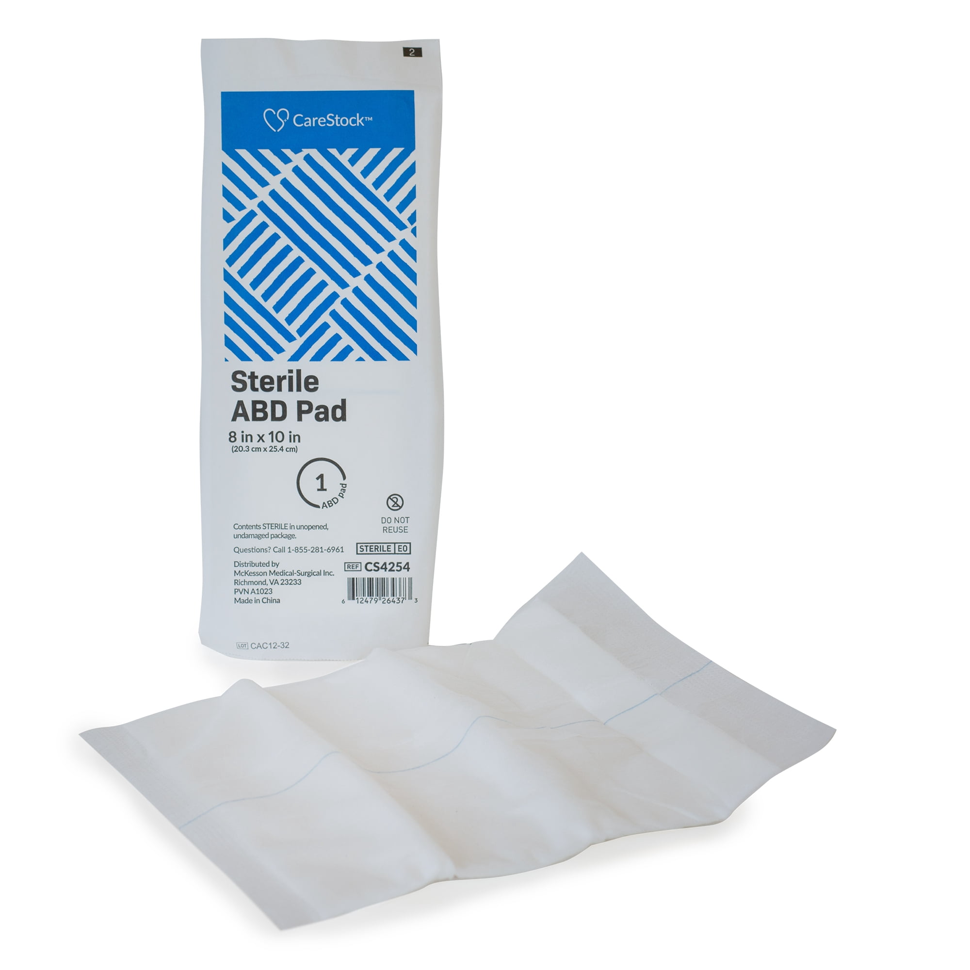 CareStock Abdominal Pad - Highly Absorbent Nonwoven Cellulose ABD Pads, Wound Care First Aid - Individually Packed, Sterile - 8 in. x 10 in., 24 Count, 15 Packs, 360 Total