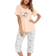 thumbnail image 1 of Conjunto de pijama para mujer Top de manga corta de algodón con pantalones capri Pjs Loungewear Ormromra WMCH-519, 1 of 7