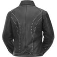 thumbnail image 2 of First Mfg Co - Scarlett Star - Women's Motorcycle Biker Riding Black Leather Jacket - Extra Small - Action Back Adjustable Collar Thermal Liner, 2 of 4