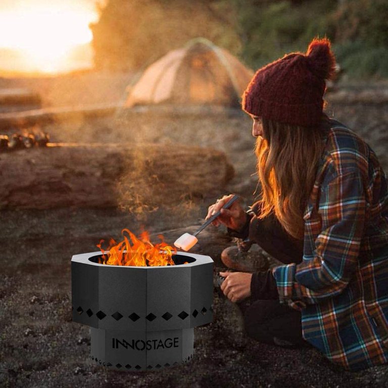 Patented Smokeless Fire Bowl Pit for Outdoor Wood Pellet Burning Spark with  Portable Carrying Bag, Firepit Grill of Fireplace Stove for Picnic Camping  Cooking on Beach - S - Walmart.com