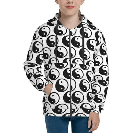 

Hoodies for Women Yin Yang Long Sleeve Sweatshirt Drawstring Zip Up Hoodie with Pockets Teen Girl Clothes
