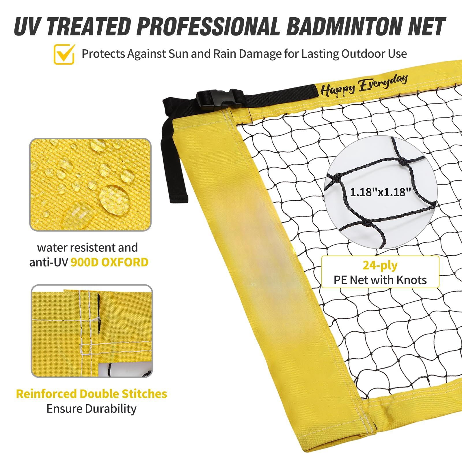 Portable Outdoor Badminton Net Set System For Backyard Lawn Beach  With Durable 4 Carbon Aluminum Rackets 3 Birdies And Carrying Bag
